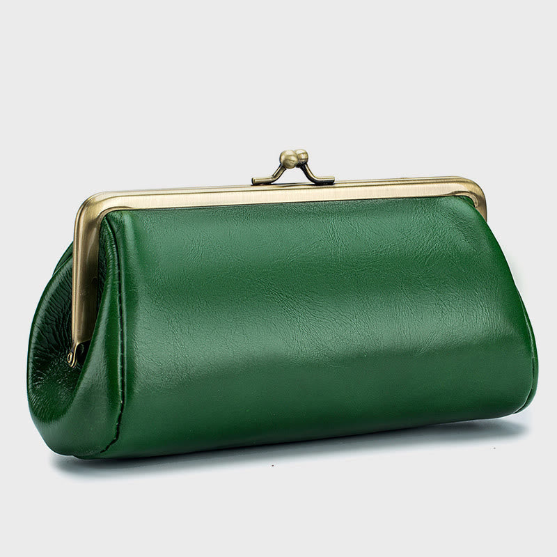 Clutch für Damen, Retro, schlichte Abendtasche aus echtem Leder