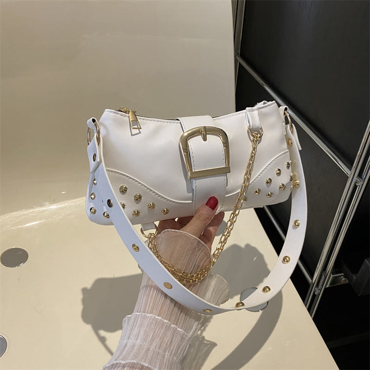 Umhängetasche für Damen, Nieten, Punk, einfarbig, Partytasche
