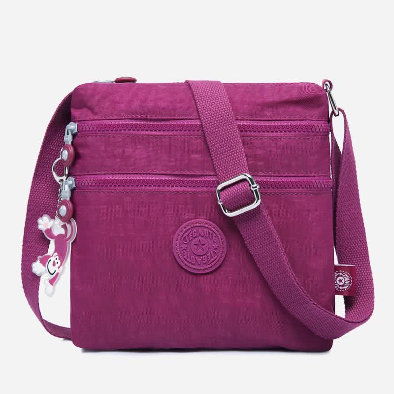 Leichte kleine Crossbody-Tasche mit Dreifach-Reißverschluss, Schultertasche für Damen
