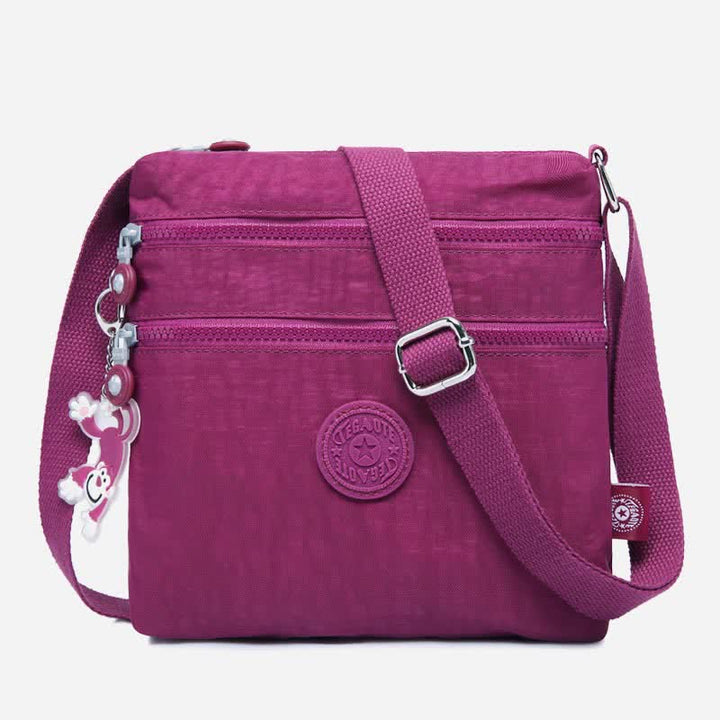 Leichte kleine Crossbody-Tasche mit Dreifach-Reißverschluss, Schultertasche für Damen