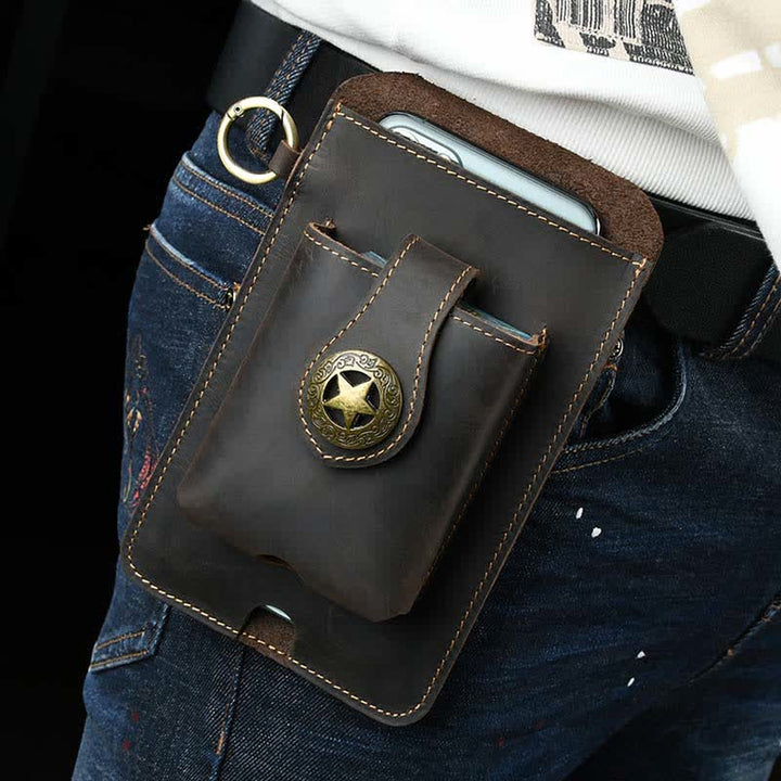 Multifunktionale Echtleder Handy Gürteltasche Loop Taille Holster