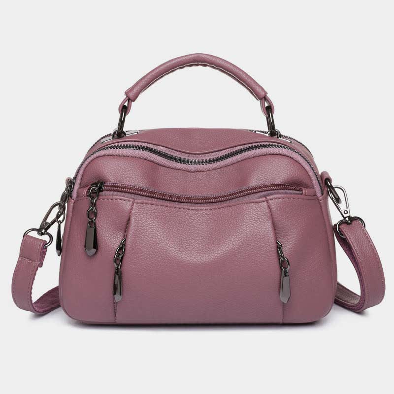 Umhängetasche aus Leder mit mehreren Taschen für Damen, kleine Umhängetasche mit Tragegriff oben