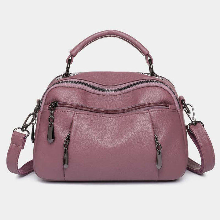 Umhängetasche aus Leder mit mehreren Taschen für Damen, kleine Umhängetasche mit Tragegriff oben