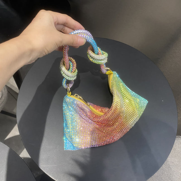 Umhängetasche für Damen mit funkelnden Diamanten, mehrere Farben, Handtasche