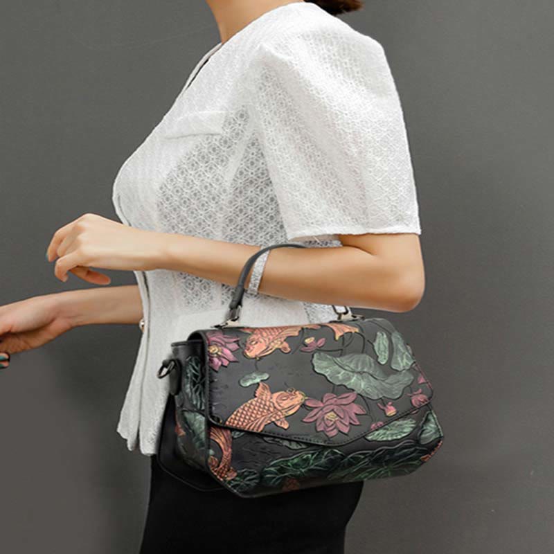 Tasche mit Henkel für Damen, große Kapazität, Umhängetasche mit ethnischer Prägung