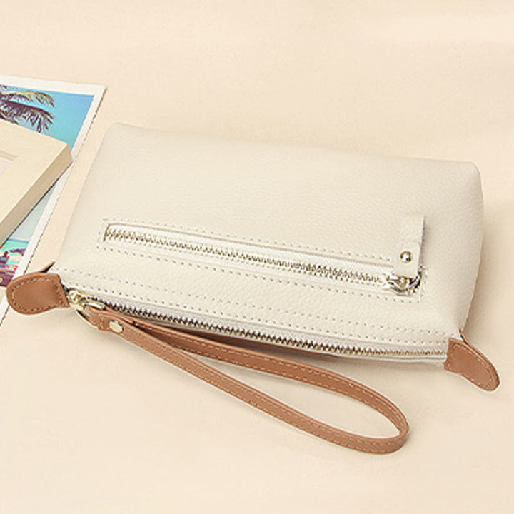 Handliche Clutch aus Leder, leicht, groß, für das Handgelenk, mit Reißverschluss