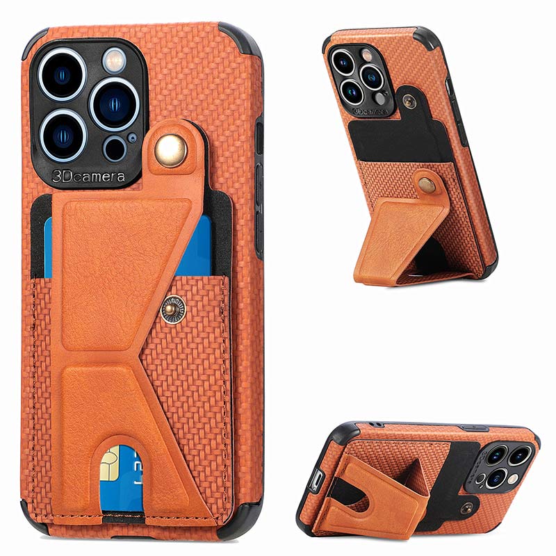 Stoßfeste, staubdichte Leder-Telefonhülle für iPhone mit Kartensteckplatz und Ständer