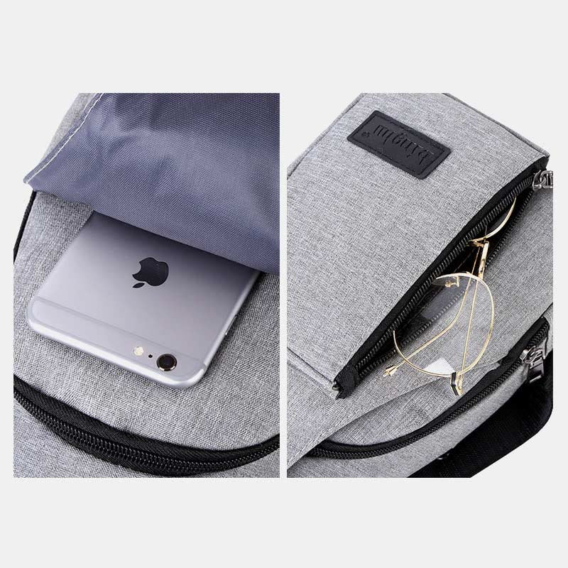 Sling Bag für Herren, leichte, graue Umhängetasche zum Wandern