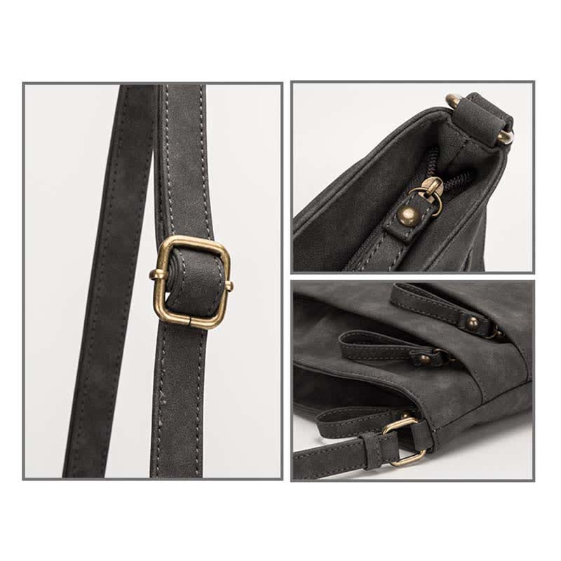 Umhängetaschen für Damen, mittlere Größe, 3 Reißverschlüsse, Schulterhandtasche aus Leder