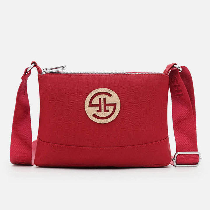 Kleine Umhängetasche mit dreifachem Reißverschluss, leichte, wasserdichte Nylon-Handtasche für Damen