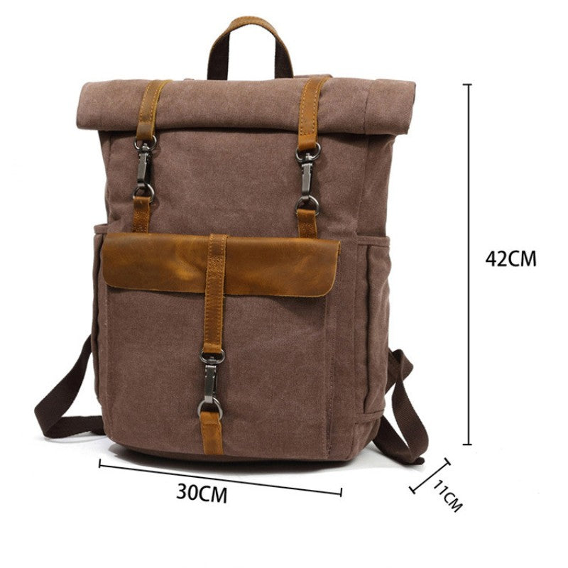Unisex Canvas Leder Wandern Reise Rucksack Rucksack Schultasche Daypack