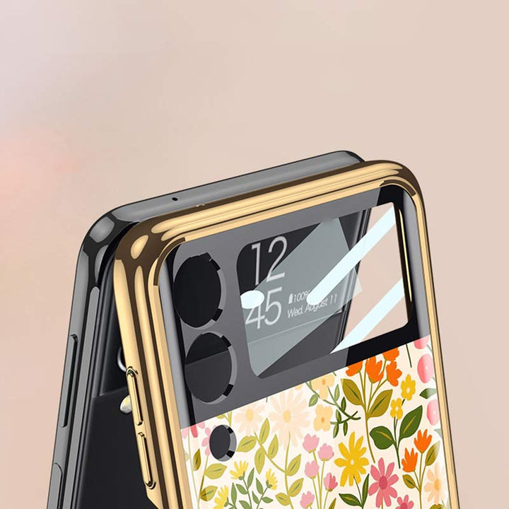 Samsung Galaxy Z Flip 3 Hülle Floral Premium Dünn Transparent Hart PC Handyhülle