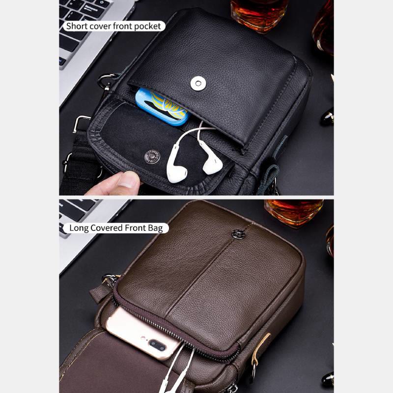 Umhängetasche aus echtem Leder für Herren, Messenger Bag, Schultertasche