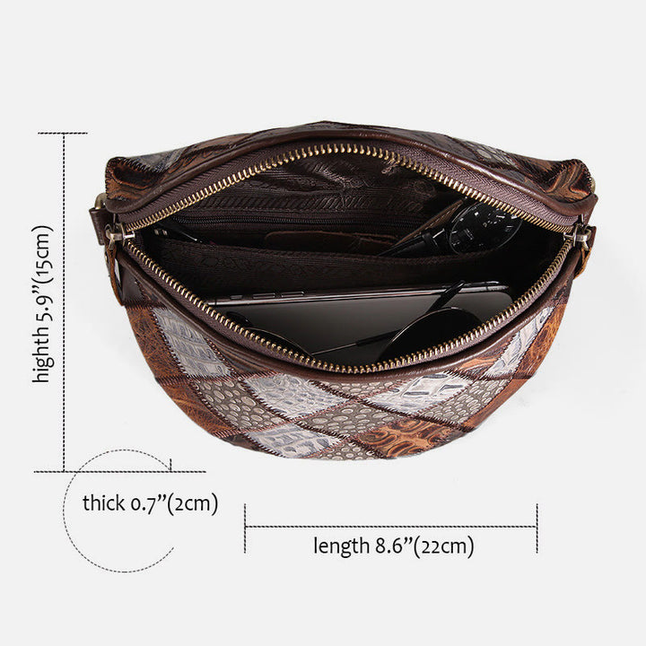 Damen Umhängetasche, breiter verstellbarer Riemen, Leder, Gürteltasche