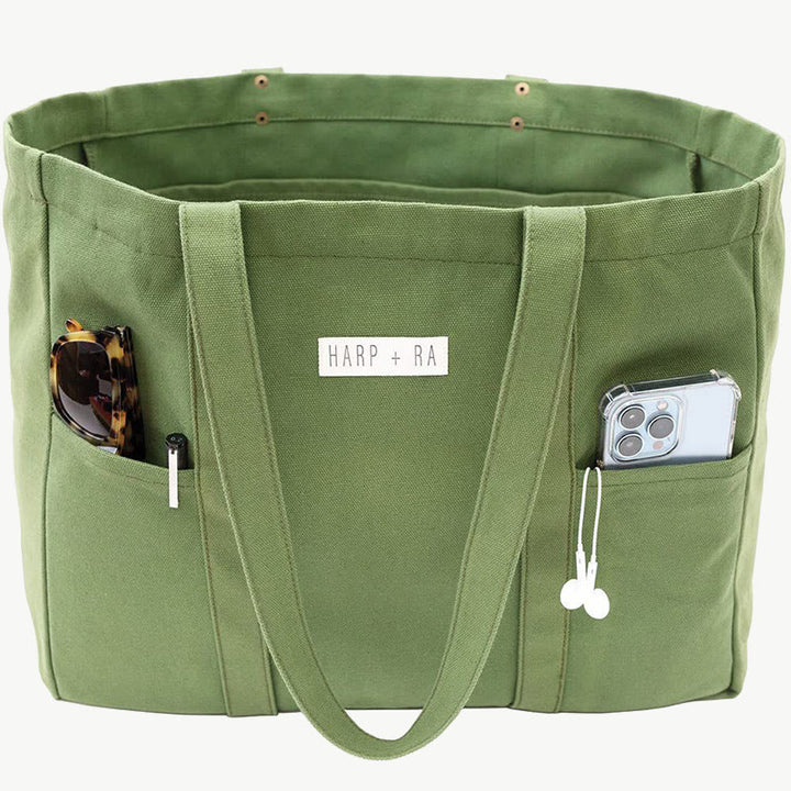 Faltbare große Canvas-Handtasche, minimalistische, praktische Umhängetasche für Damen