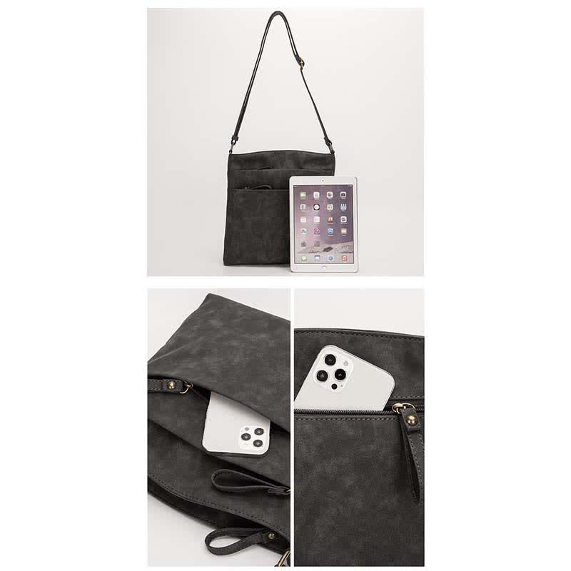 Umhängetaschen für Damen, mittlere Größe, 3 Reißverschlüsse, Schulterhandtasche aus Leder