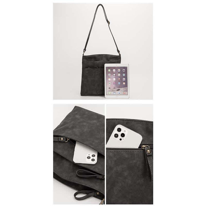 Umhängetaschen für Damen, mittlere Größe, 3 Reißverschlüsse, Schulterhandtasche aus Leder