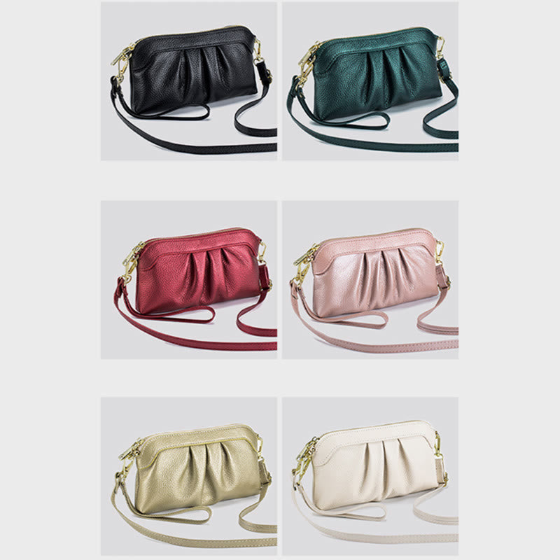 Clutch aus echtem Leder für Damen, Handgelenktasche, Umhängetasche