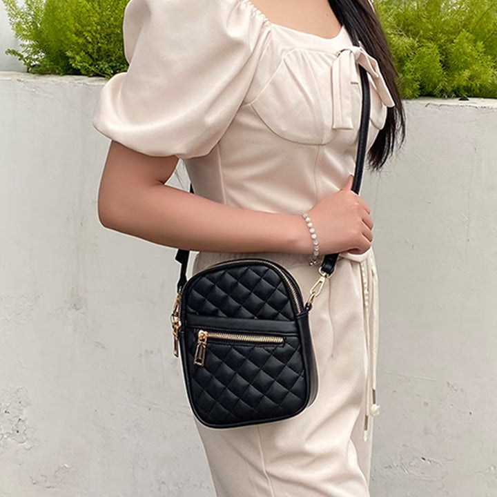 Handytasche für Damen mit Rautenmuster, einfarbig, Mini-Tasche