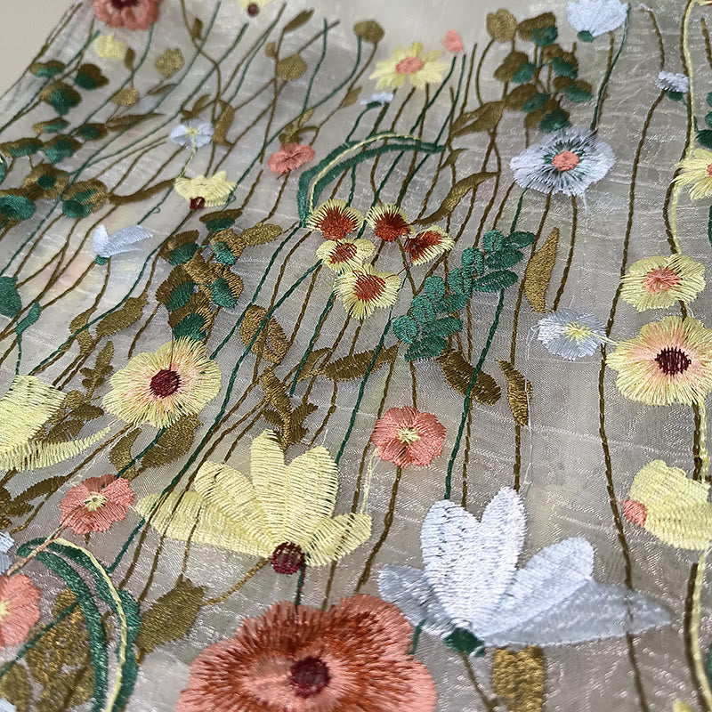 Handtasche für Damen, Netzstoff, handbestickte Blumen, tragbare Umhängetasche