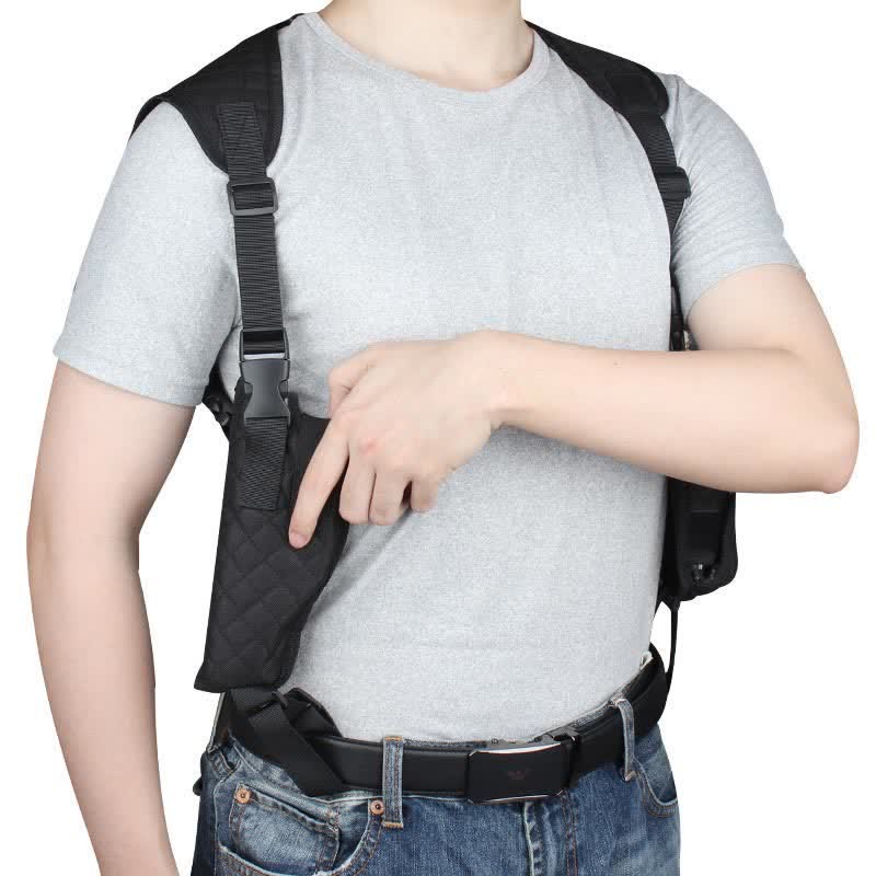 Concealment Horizontales Schulterholster aus schwarzem Nylon mit Magazintasche