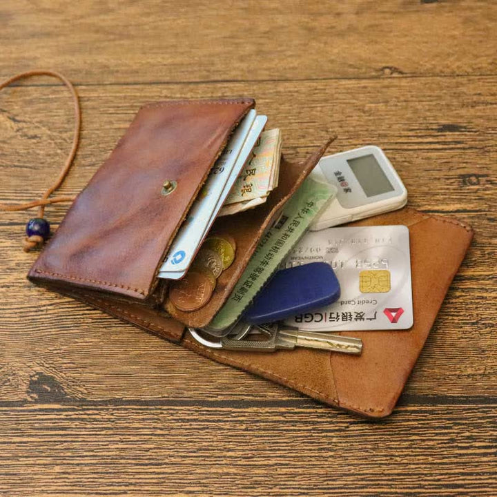 Handgefertigte Retro-Geldbörse aus echtem Leder für Karten, Geldbörse für Männer und Frauen - image 4
