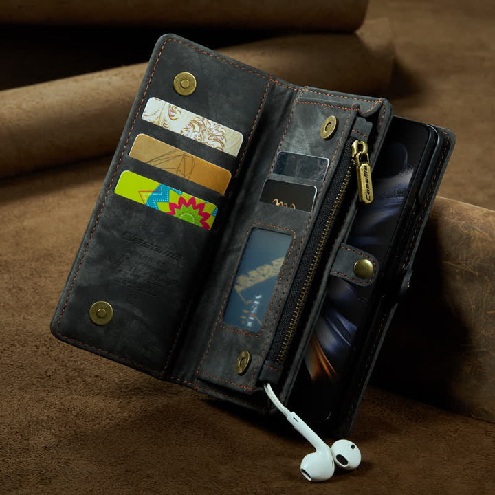 Robuste magnetische Leder-Brieftaschenhülle für Z Fold 4 mit Handschlaufe