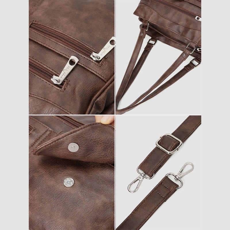Schultertasche aus Kunstleder mit schweren Taschen und großer Kapazität