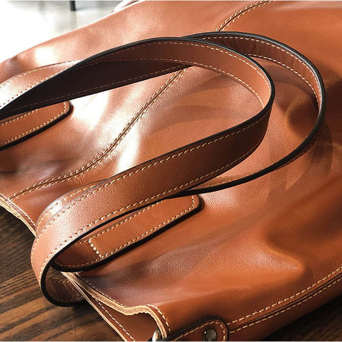 Tragetasche aus echtem Leder für Damen, lässige Schultertasche mit Umhängegurt
