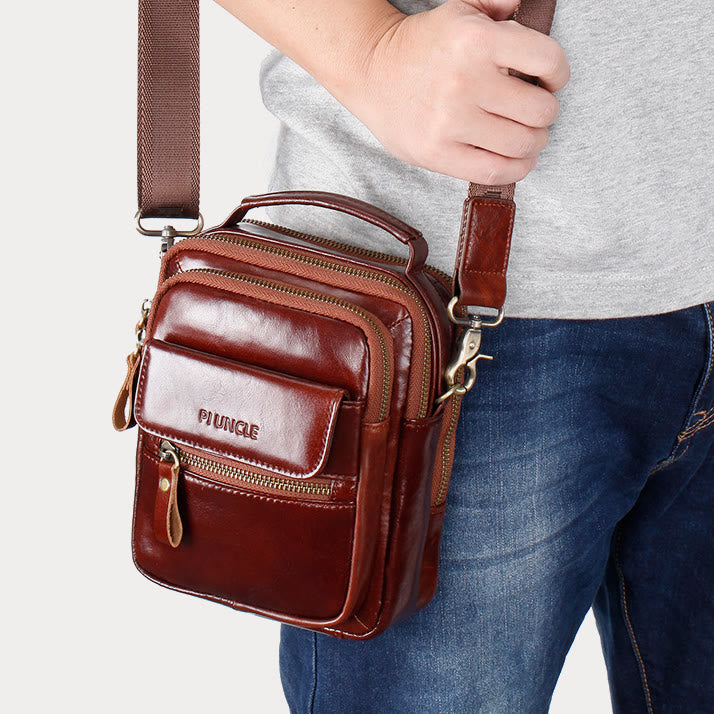 Messenger Bag für Herren, Business, kleine tragbare Umhängetasche aus Leder