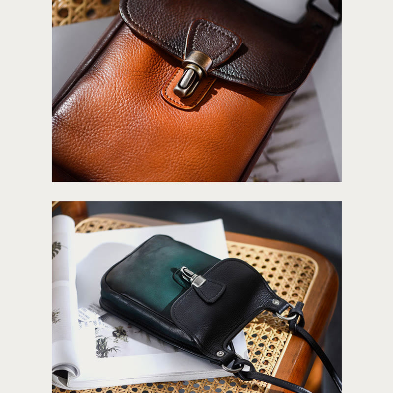 Handgemachte Umhängetasche für Frauen Mini Retro Shopping Handytasche