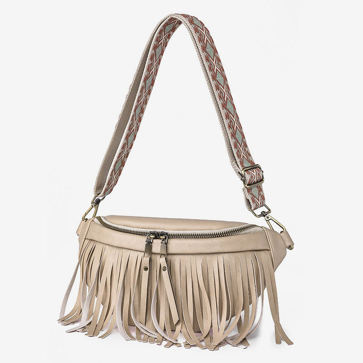 Kunstleder Quaste Gürteltasche Brusttasche für Damen