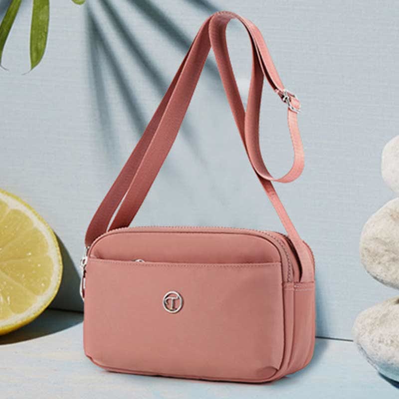 Kleine Umhängetasche mit dreifachem Reißverschluss für Damen, leichte, lässige Schultertasche