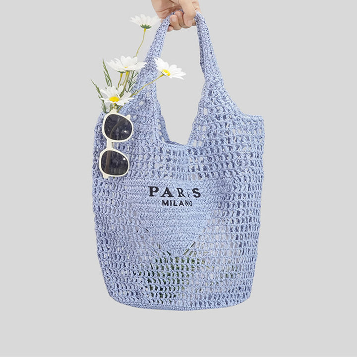 Strandtasche für Damen, gestrickte Retro-Handtasche mit ausgehöhlter Öffnung - image 2