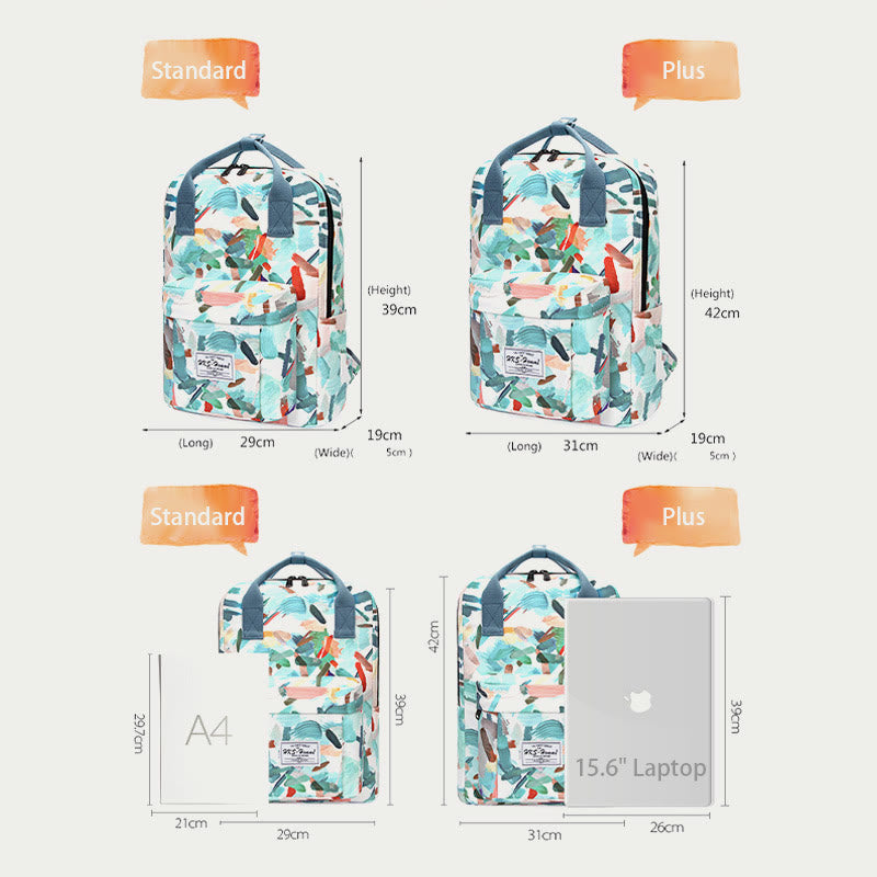 Mehrfarbig bedruckter Laptop-Rucksack, 15,6 Zoll, College-Schule, Büchertasche, Reise-Tagesrucksack
