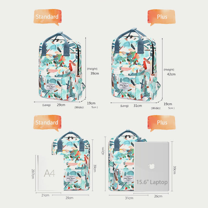 Mehrfarbig bedruckter Laptop-Rucksack, 15,6 Zoll, College-Schule, Büchertasche, Reise-Tagesrucksack