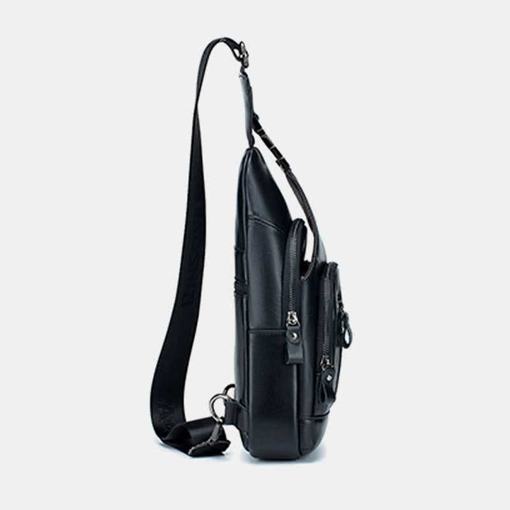 Schultertasche aus echtem Leder, lässiger Outdoor-Schulterrucksack, Brust-Tagesrucksack