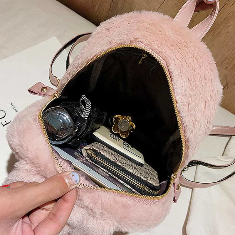 Süßer Plüsch-Rucksack, Tagesrucksack für Frauen und Mädchen mit Hasenohren