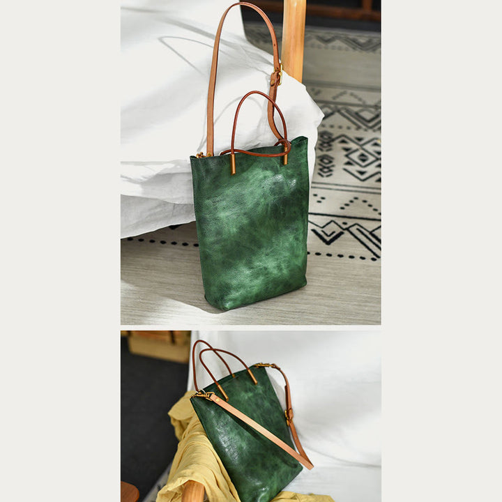 Handgemachte Umhängetasche für Frauen Retro einfache Textur Shouder Tasche