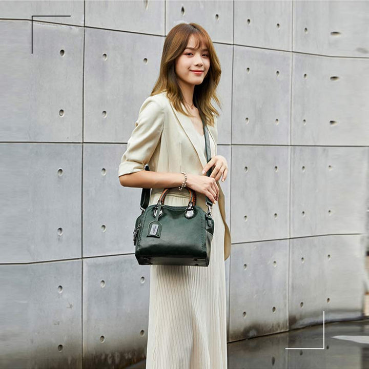 Vintage Leder Satchel Handtasche Top-Griff Tasche mit Cross Body Strap