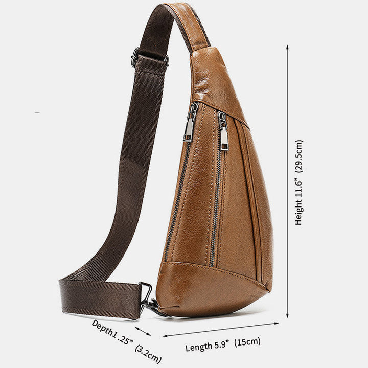 Schultertasche aus echtem Leder mit mehreren Taschen