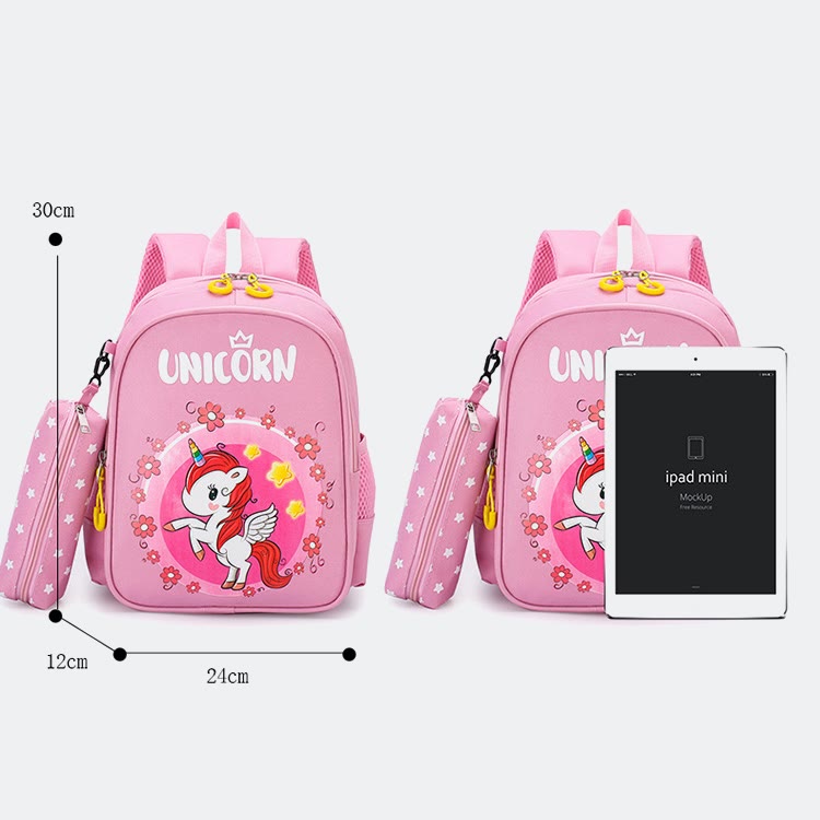 Rucksack für Kinder mit Cartoon-Druck, süßes Einhorn, Kindergarten-Schultasche