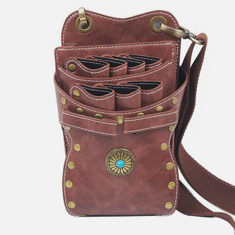 Nieten-Gürteltasche für Friseursalon, einfarbig, Scheren-Set