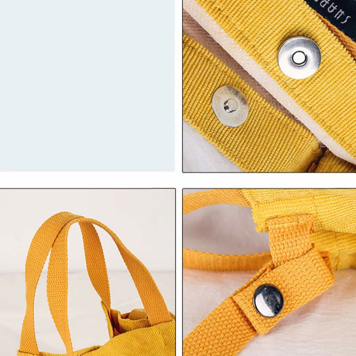 Top-Griff-Tasche für Frauen im Retro-Stil, literarische Cord-Canvas-Handtasche