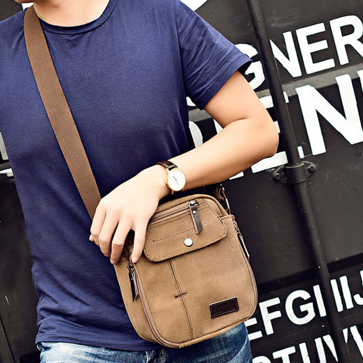 Kleine Umhängetasche für Herren mit mehreren Fächern, Reisetasche aus Canvas