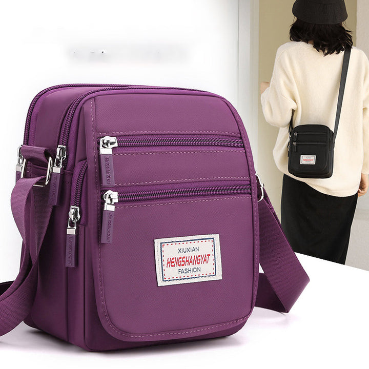 Funktionelle Damen-Geldbörse mit mehreren Taschen, einfarbiges Nylon, Umhängetasche
