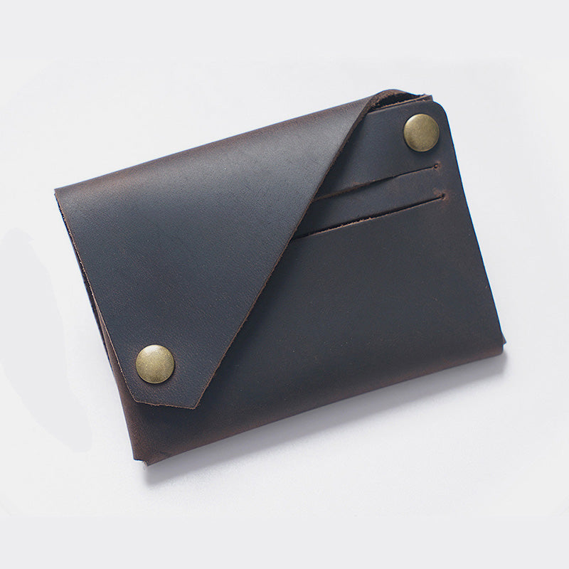 Retro-Handgemachtes Echtleder Kartenetui Vordertasche Geldbörse Münzgeldbörse