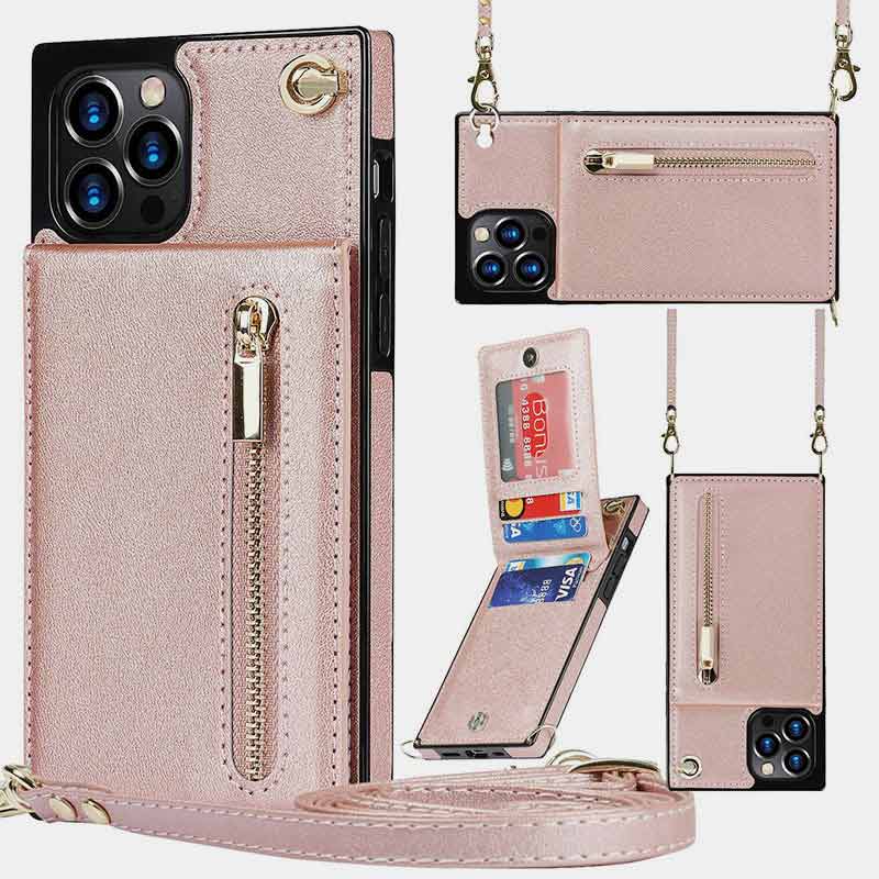 Funktionelle iPhone Samsung Handyhülle Mini Handytasche mit Kartenhalter