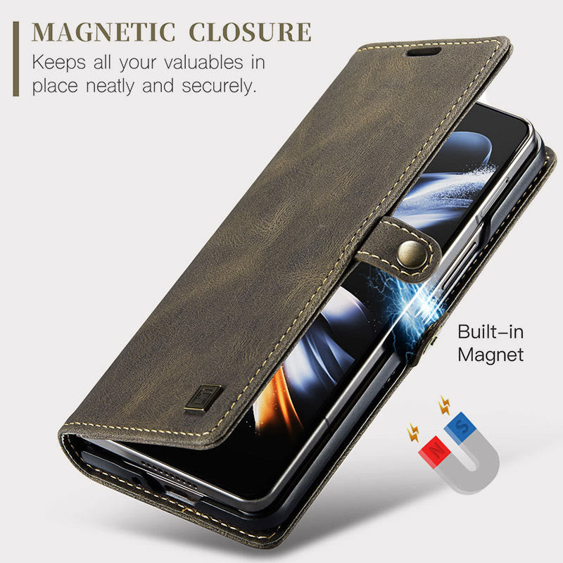 Klappbare Telefonhülle aus Schleifleder mit magnetischer Saugnapf-Schutzhülle