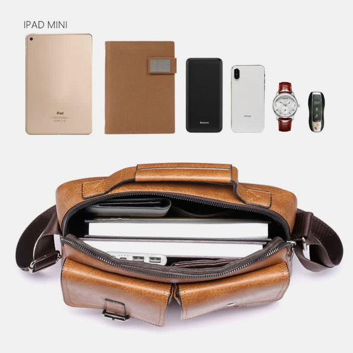 Herren Messenger Bag Wasserdichte Vintage Leder Aktentasche Satchel Umhängetasche